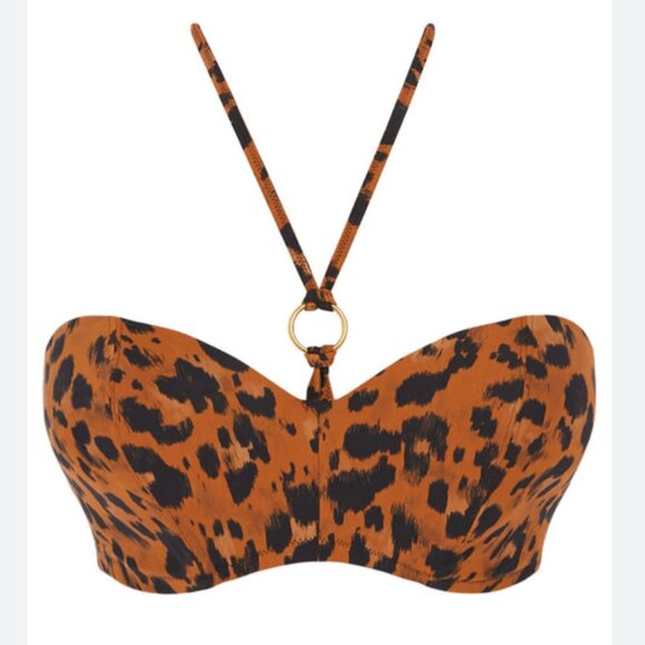 Women's Freya Roar Instinct Leopard Bandeau Halter Bikini Top Underwire Size 34G - Picture 9 of 9